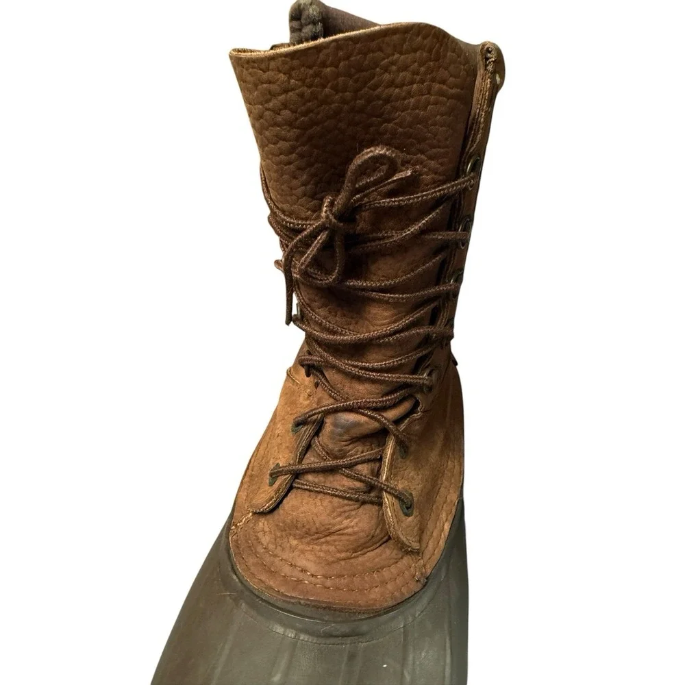 LACROSSE Men's 11 Brown Insulated Pac Hunting Boots USA Leather Rubber Winter